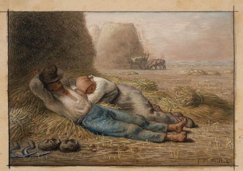 Noonday Rest by Jean Francois Millet. Realism
